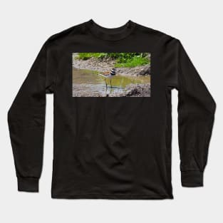 Killdeer Bird With Its Feet In The Water Long Sleeve T-Shirt